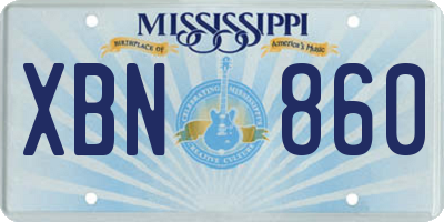 MS license plate XBN860
