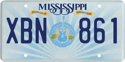 MS license plate XBN861