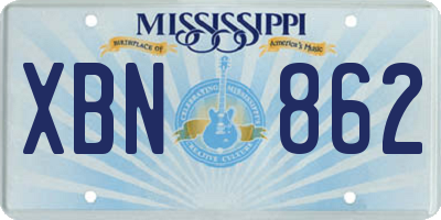 MS license plate XBN862