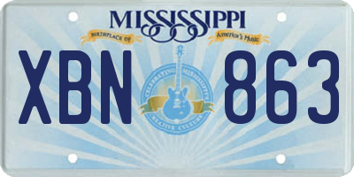 MS license plate XBN863