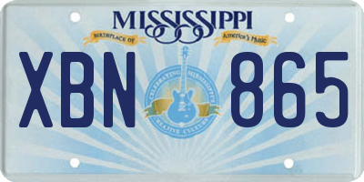 MS license plate XBN865