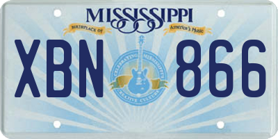 MS license plate XBN866