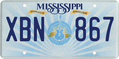 MS license plate XBN867