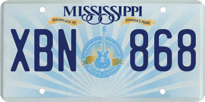 MS license plate XBN868