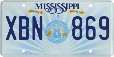 MS license plate XBN869