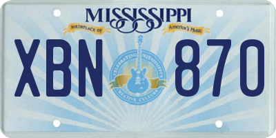 MS license plate XBN870