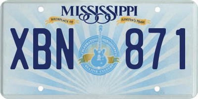 MS license plate XBN871