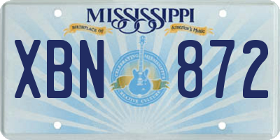 MS license plate XBN872
