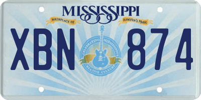 MS license plate XBN874