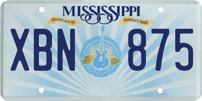 MS license plate XBN875