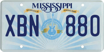 MS license plate XBN880
