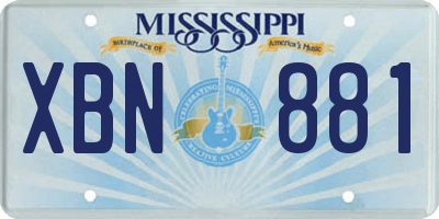 MS license plate XBN881
