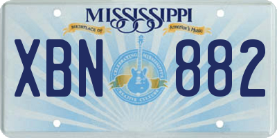 MS license plate XBN882