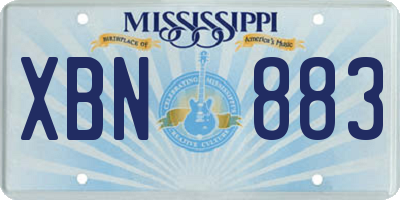 MS license plate XBN883