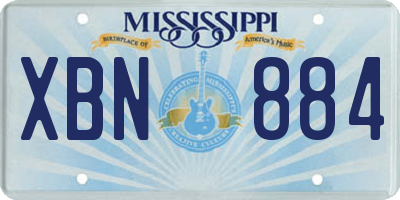MS license plate XBN884