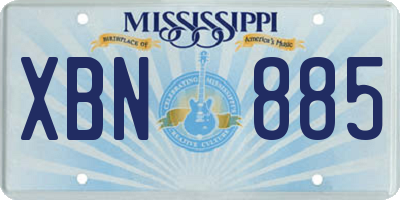 MS license plate XBN885