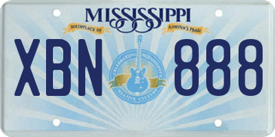 MS license plate XBN888
