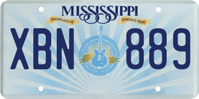 MS license plate XBN889