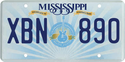 MS license plate XBN890
