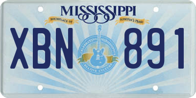 MS license plate XBN891