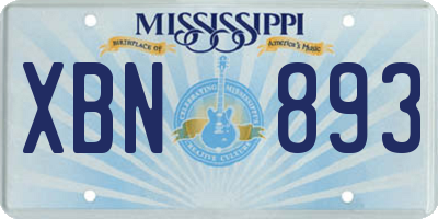 MS license plate XBN893