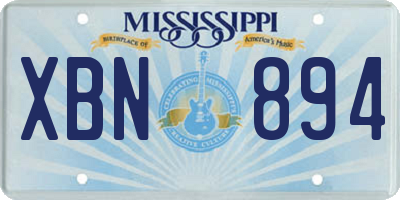 MS license plate XBN894
