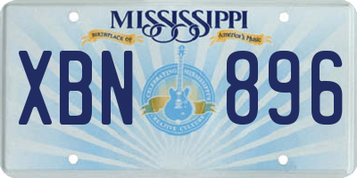 MS license plate XBN896