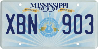 MS license plate XBN903