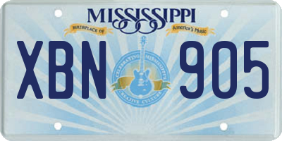 MS license plate XBN905