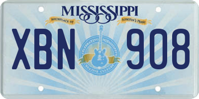 MS license plate XBN908
