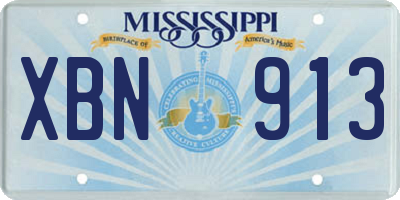 MS license plate XBN913