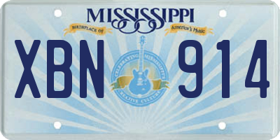MS license plate XBN914