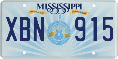 MS license plate XBN915