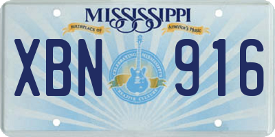 MS license plate XBN916
