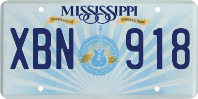 MS license plate XBN918