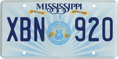 MS license plate XBN920