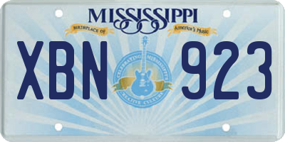 MS license plate XBN923