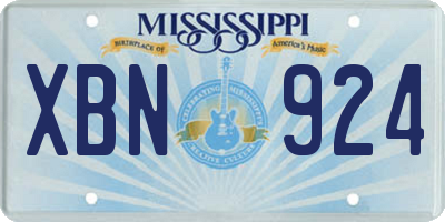 MS license plate XBN924