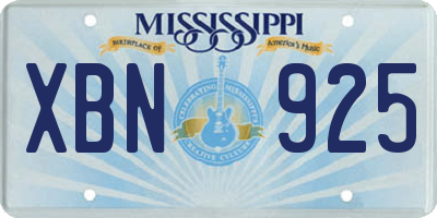 MS license plate XBN925