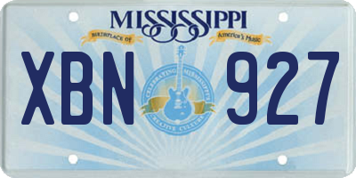 MS license plate XBN927