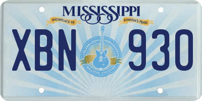 MS license plate XBN930