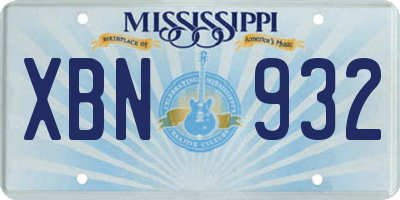 MS license plate XBN932