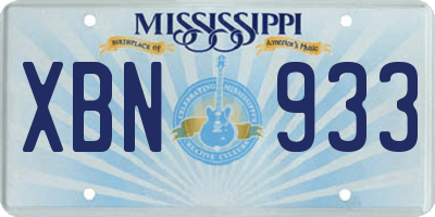 MS license plate XBN933