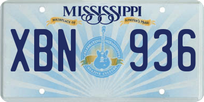 MS license plate XBN936