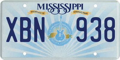 MS license plate XBN938