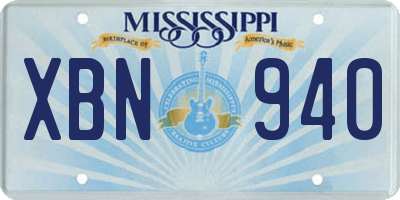 MS license plate XBN940