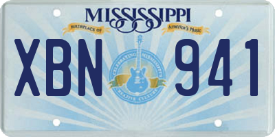 MS license plate XBN941