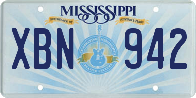 MS license plate XBN942