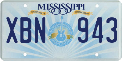 MS license plate XBN943