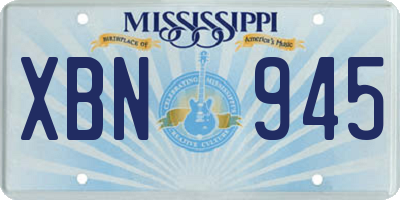 MS license plate XBN945